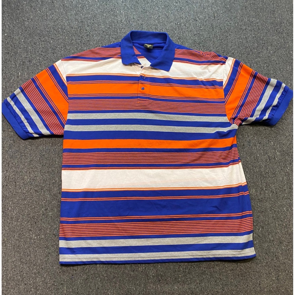 Old Skool Urban Wear Polo Sz 3X Mens Blue Orange Striped Streetwear Skater 90s